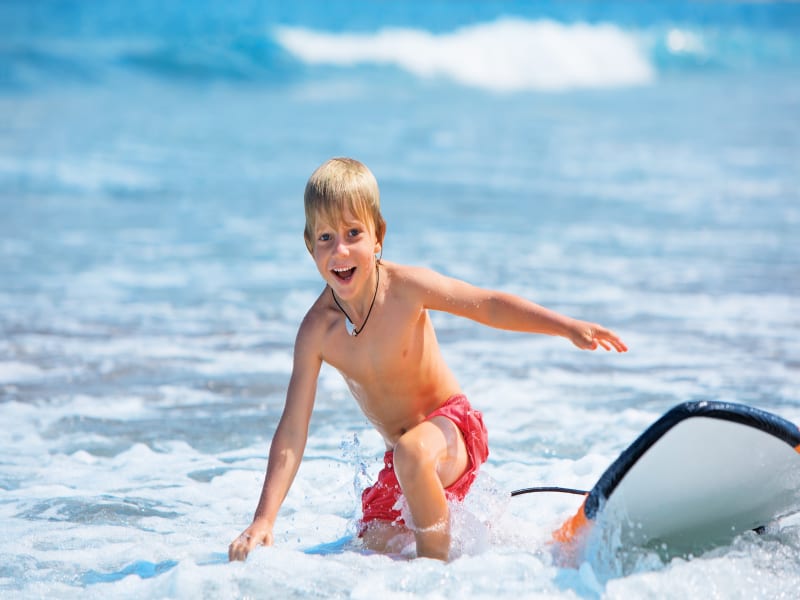Learning watersports in the Maldives