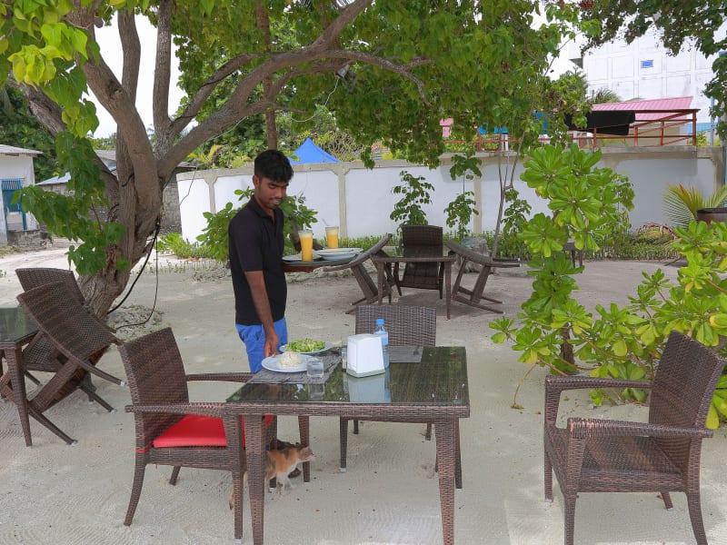 Al fresco dining in Dhangethi, Maldives