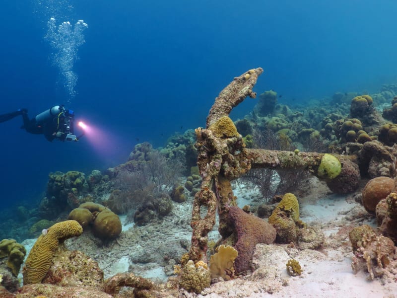 Wreck diving near Dhangethi, Maldives