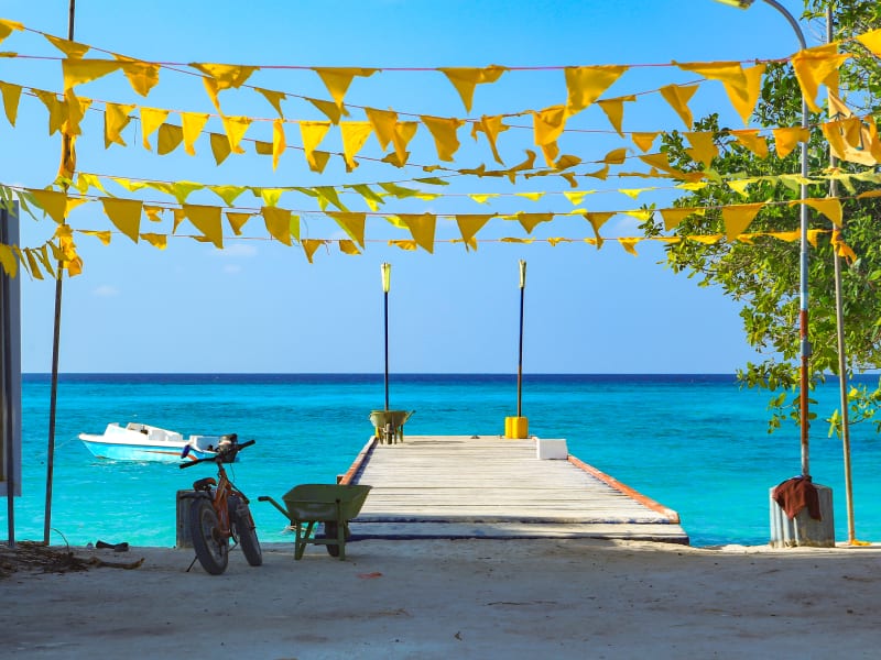 The harbor at Fulhadhoo Island, Maldives